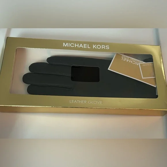 Michael Kors Genuine Leather Black Gloves Size Small NWT